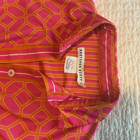 Gretchen Scott Designs Ruched Pink and Orange Dolman Sleeve Dress - Picture 3 of 6